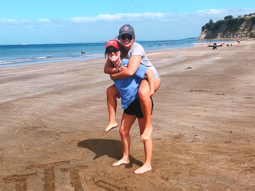 Global Gateway students on a beach in New Zealand