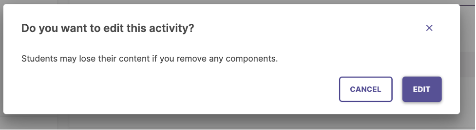 do you want to edit this activity dialog box